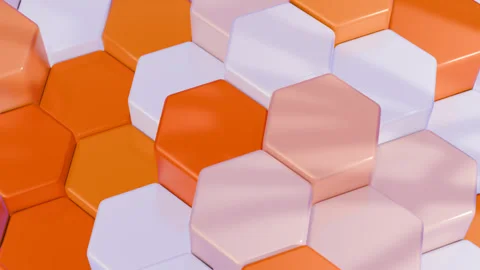 Orange and white hexagons loop animation Video stock 276552768