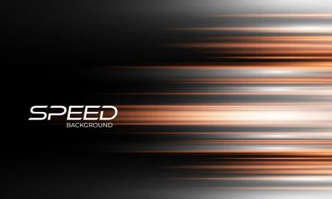 Orange and white high-speed background. Movement light trails effect on black Stock Illustration