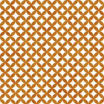Orange and white interconnected circles tiles pattern repeat background Stock Illustration