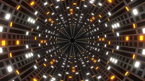 Orange and White Neon Circular Light Strobe Tunnel Background VJ Loop in 4K Stock Footage 309016459