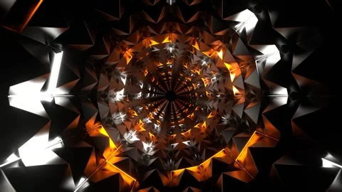 Orange and White Neon Light in Spikes Tunnel Background VJ Loop in 4K Stock Footage 292392572