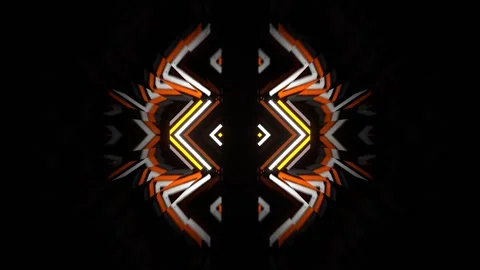 Orange and White Neon Light Elements Mirror Tunnel Background VJ Loop in 4K Stock Footage 309462450