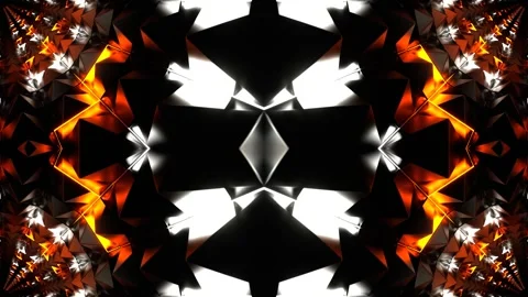 Orange and White Neon Light in Spikes Kaleidoscope Background VJ Loop in 4K Stock Footage 328972194