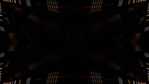 Orange and White Neon Sci-Fi Cyber Dimension Kaleidoscope Background VJ Loop Stock Footage 336482224