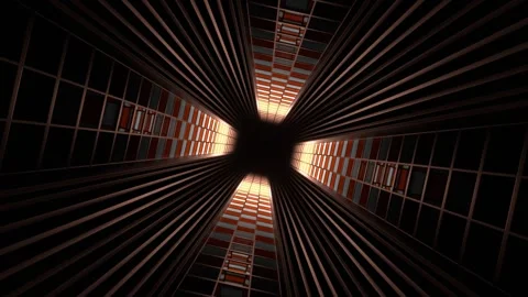 Orange and White Neon Screen Tunnel Background VJ Loop in 4K Video stock 261865693