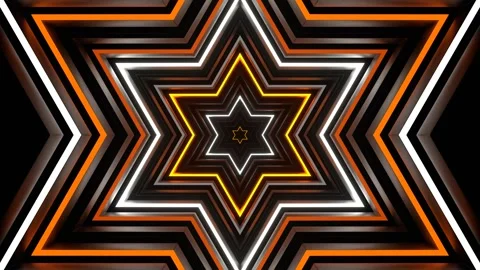 Orange and White Neon Strobe Hexagonal Star Background VJ Loop in 4K Video stock 274443517