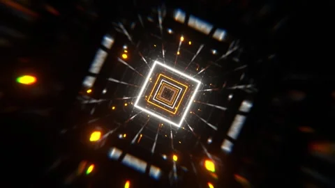 Orange and White Neon Strobe Frame Tunnel Background VJ Loop in 4K Stock Footage 294920581