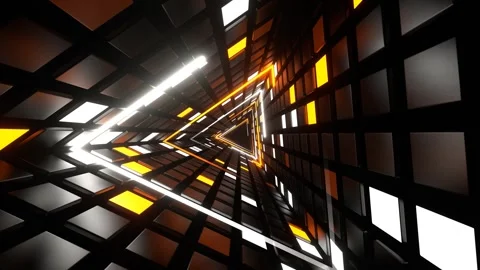 Orange and White Neon Triangle Tunnel Background VJ Loop in 4K Stock Footage 310502527