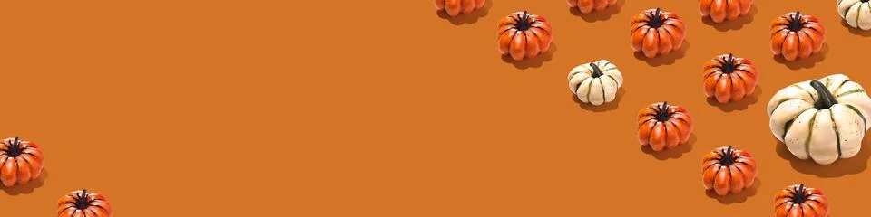 Orange and white pumpkins pattern creative on orange yellow background Stock Illustration