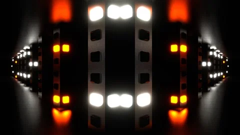 Orange and White Return Movement Along Strobe Kaleidoscope Background VJ Loop Stock Footage 340908693
