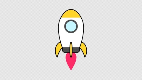 Orange and white rocket animation moving up and down Stock Footage 333673823