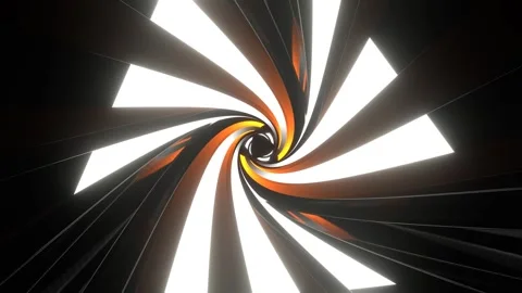 Orange and White Rotating Light in Triangular Tunnel Background VJ Loop in 4 Stock Footage 310838548