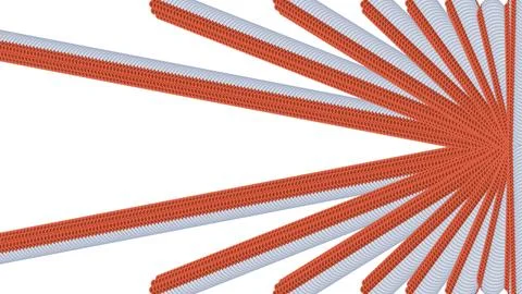 Orange and white segmented tubes radiating from the right side Stock Illustration