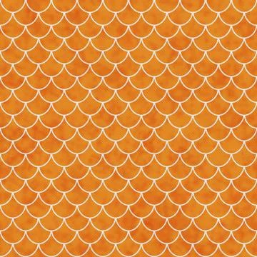 Orange and white shell tiles pattern repeat background Stock Illustration