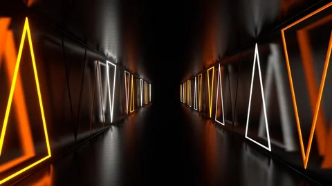 Orange and White Side Neon Strobe Triangles in Tunnel Background VJ Loop in  Stock Footage 277934336