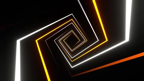 Orange and White Square Spiral Neon Light Movement Background VJ Loop in 4K Stock Footage 276690318