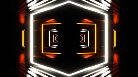 Orange and White Strobe Frame Mirrors Kaleidoscope Background VJ Loop in 4K 動画素材 337056142
