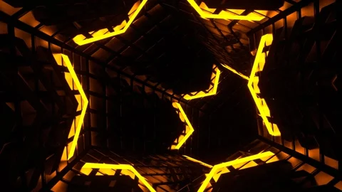 Orange and White Strobe Hexagonal Circle Tunnel Background VJ Loop in 4K Stock Footage 267081896