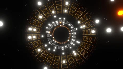 Orange and White Strobe in Neon Square Elements Tunnel Background VJ Loop in Video stock 303507655