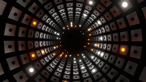 Orange and White Strobe Square Elements Tunnel Background VJ Loop in 4K Video stock 267881309