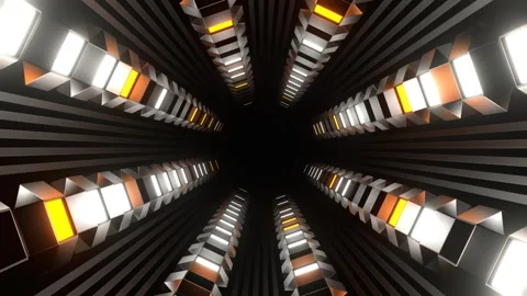 Orange and White Strobe Tunnel with Reverse Rotation Background VJ Loop in 4 Stock Footage 270956709