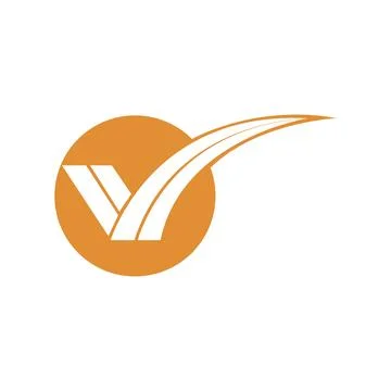 Orange and whiteTick Shaped on circle Letter logo design Illustrazione stock
