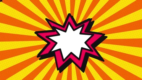 Orange and yellow comic book explosion burst with white copy space and pink.. 動画素材 336365172