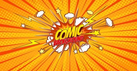 Orange and yellow comic pop art blast background Stock Illustration