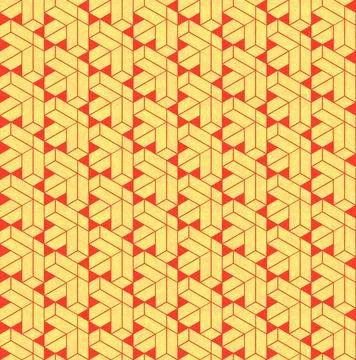 Orange and yellow geometrical pattern on old concrete surface. 3d rendering Stock Illustration