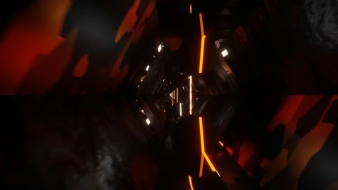 Orange and Yellow Hexagonal Laser Tunnel Background VJ Loop in 4K Stock Footage 250818436