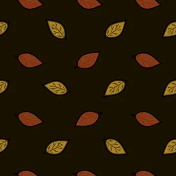 Orange and yellow seamless pattern of autumn leaves Stock Illustration