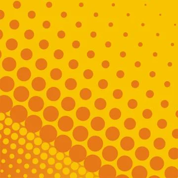 Orange and yellow vector background with dots from small to big Stock Illustration