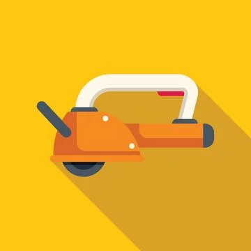 Orange angle grinder lying on yellow background with long shadow Stock Illustration
