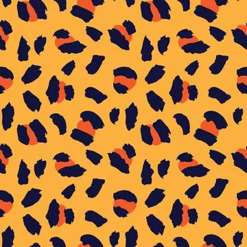 Orange Animal Leopard Seamless Pattern Background Stock Illustration