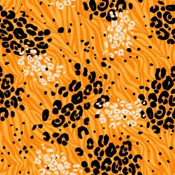 Orange animal seamless pattern. Illustrazione stock