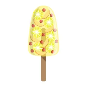 Orange, Apple And Cranberry Fruit Ice-Cream Bar On A Stick, Colorful Popsicle Stock Illustration