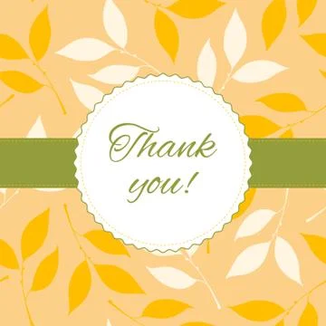 Orange Appreciation card with a leaf pattern. Thank You card. Illustrazione stock