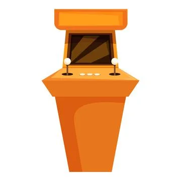 Orange arcade game machine standing upright for entertainment Stock Illustration