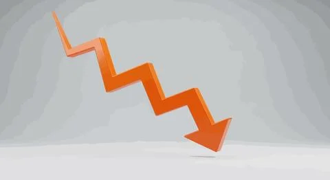 Orange arrow graph trending down Stock Illustration