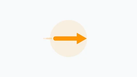 Orange arrow icon flat design icon for direction forward. Clean minimal motion Stock Footage 342622547