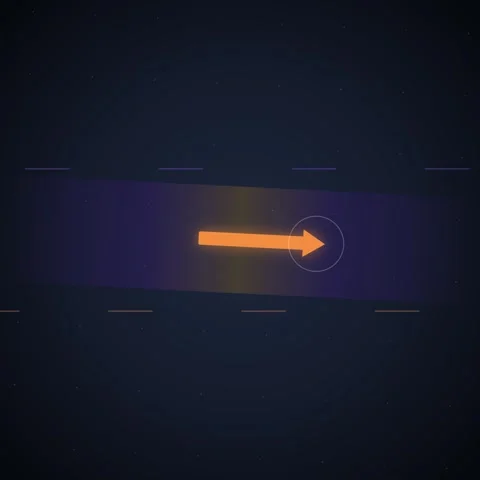 Orange Arrow Moving Forward on Dark Futuristic Background with Glowing Effect Stock Footage 348230221