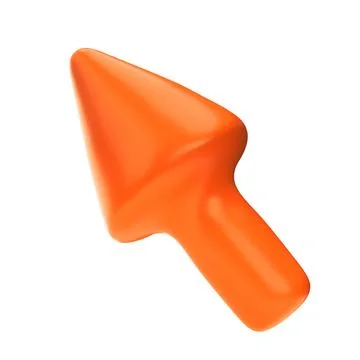 Orange arrow pointing left and above. Realistic 3d design In plastic cartoon Stock-Illustration