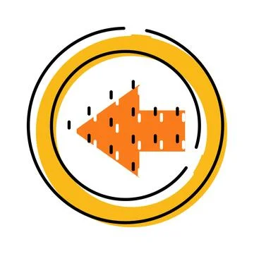 Orange arrow pointing left inside yellow circle Stock Illustration