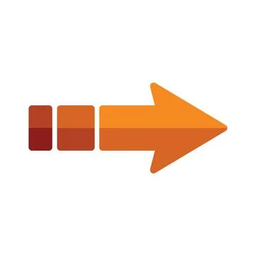 Orange arrow pointing right with loading bars progress indicator Stock Illustration