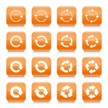 Orange arrow reset sign square icon web button Illustrazione stock