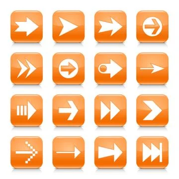 Orange arrow sign rounded square icon web button Stock-Illustration