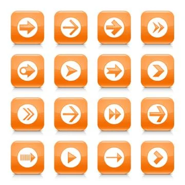 Orange arrow sign rounded square icon web button Stock Illustration