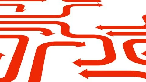 Orange arrows on white surface, 3d illustration Stock Illustration