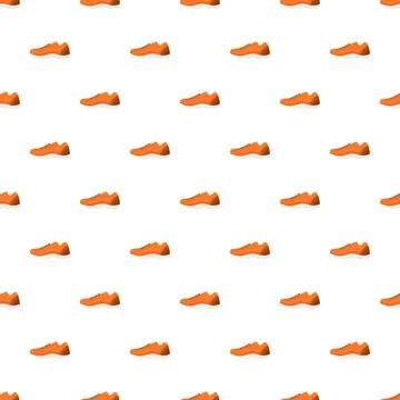 Orange athletic shoes creating seamless pattern background 库存插图