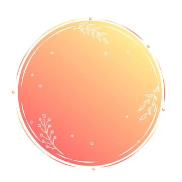 Orange autumn circle shape. Fall round web banner layout template. Empty floral Stock Illustration